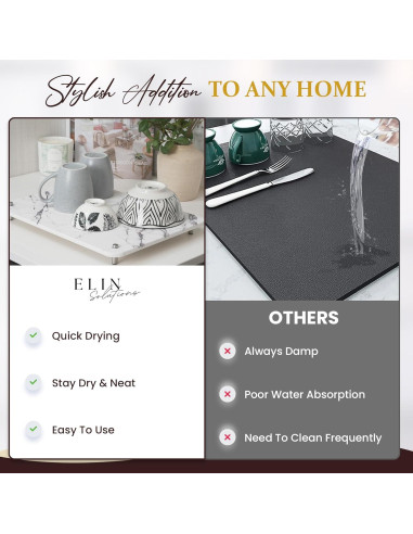 Piedra de Secado Diatomácea Elin Solutions 39.9x30cm Gris