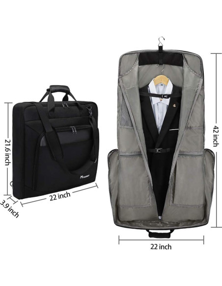 Bolsa de Traje Modoker Negra con Correa de Hombro 106.68x55.88cm