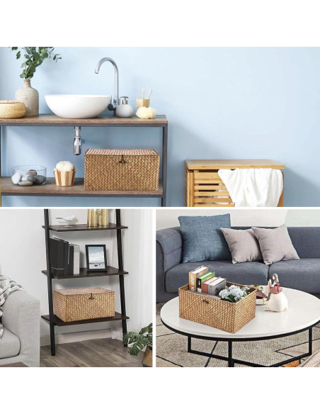 Cesta de Almacenamiento Hipiwe Extra Grande de Hierba Marina con Tapa