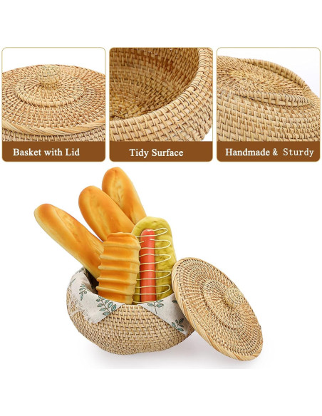 Cesta de Almacenamiento Redonda Hipiwe de Ratán Natural 22.6 cm