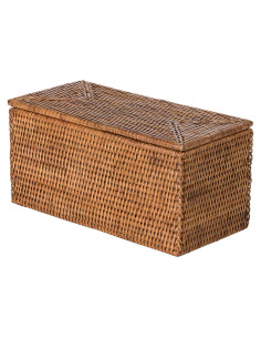 Caja de Almacenamiento Rectangular Kouboo de Ratan Miel 30.48cm