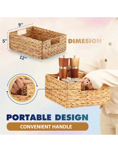 Cestas de Almacenamiento BLUEWEST - Juego de 6 de Jacinto de Agua Cestas de Almacenamiento BLUEWEST - Juego de 6 de Jacinto de Agua