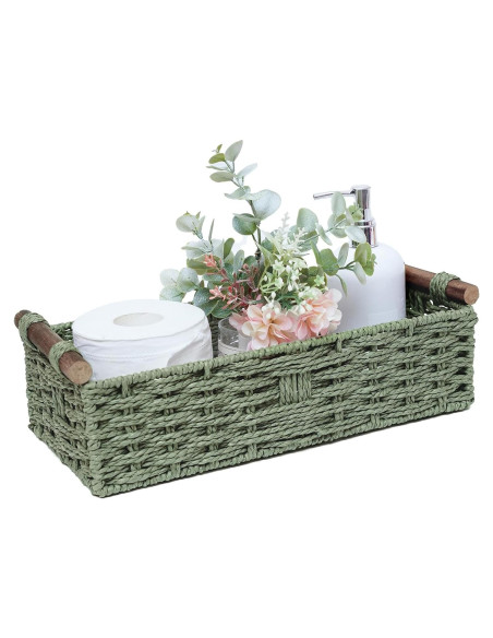 Cesta de Almacenamiento Hecha a Mano STOBSK Verde 36.8x16.8x9.5 cm