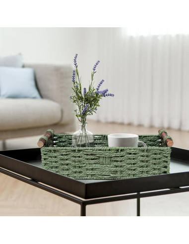 Cesta de Almacenamiento Hecha a Mano STOBSK Verde 36.8x16.8x9.5 cm
