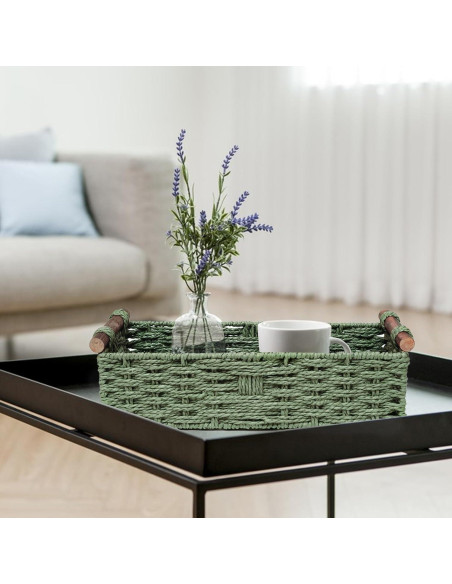Cesta de Almacenamiento Hecha a Mano STOBSK Verde 36.8x16.8x9.5 cm