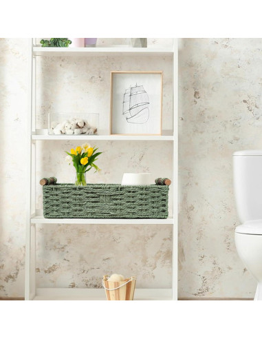 Cesta de Almacenamiento Hecha a Mano STOBSK Verde 36.8x16.8x9.5 cm