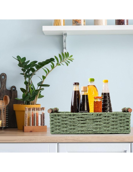 Cesta de Almacenamiento Hecha a Mano STOBSK Verde 36.8x16.8x9.5 cm