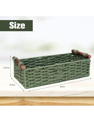 Cesta de Almacenamiento Hecha a Mano STOBSK Verde 36.8x16.8x9.5 cm