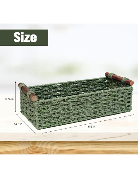 Cesta de Almacenamiento Hecha a Mano STOBSK Verde 36.8x16.8x9.5 cm