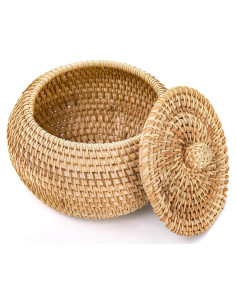 Caja de Cesta de Ratán con Tapa WRINGKIT 15.24cm Redonda