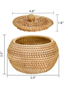 Caja de Cesta de Ratán con Tapa WRINGKIT 15.24cm Redonda 2