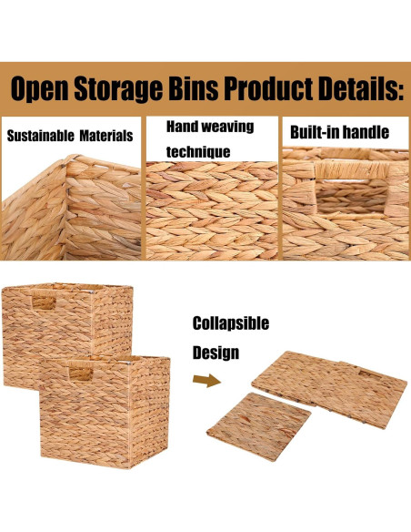 Cesta de Almacenamiento Plegable CXQCMUYE 30.48 cm Mimbre