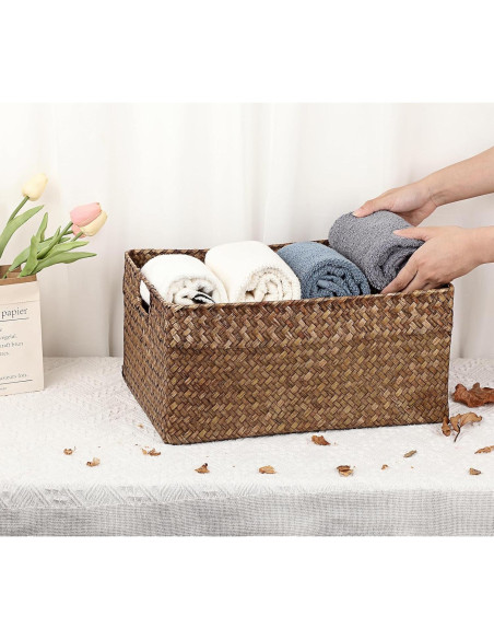 Cesta de Almacenamiento Hipiwe de Hierba Marina 41x30cm