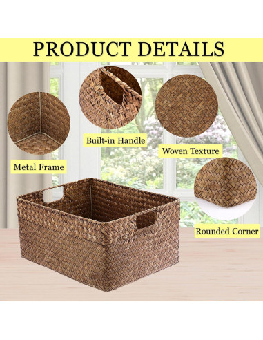 Cesta de Almacenamiento Hipiwe de Hierba Marina 41x30cm