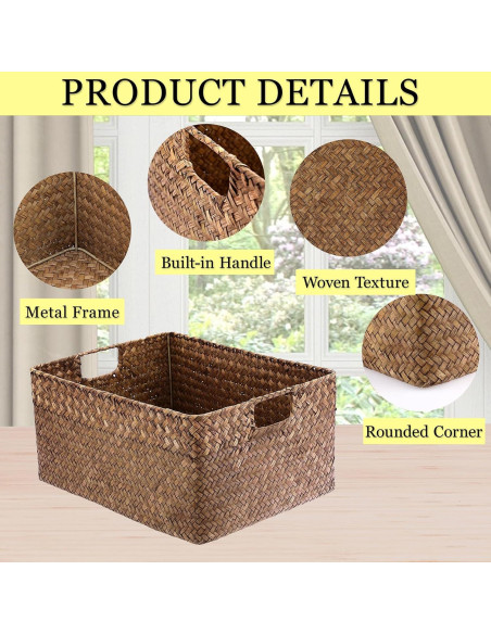 Cesta de Almacenamiento Hipiwe de Hierba Marina 41x30cm