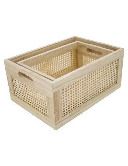 Cesta de Almacenamiento de Madera HDKJ - 2 Piezas Rectangulares