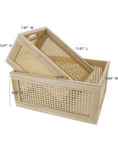 Cesta de Almacenamiento de Madera HDKJ - 2 Piezas Rectangulares 2