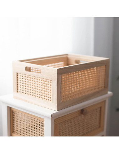 Cesta de Almacenamiento de Madera HDKJ - 2 Piezas Rectangulares