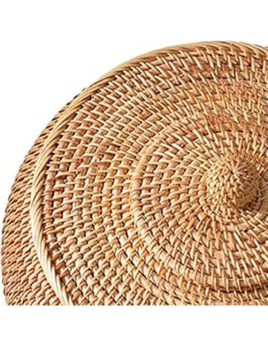 Caja Redonda de Ratán KODENG con Tapa 22x13cm Multiusos