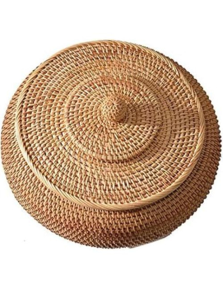 Caja Redonda de Ratán KODENG con Tapa 22x13cm Multiusos