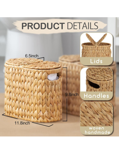 Cesta de Papel Higiénico ELONG HOME Natural para 4 Rollos