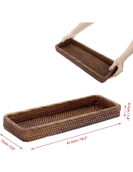 Bandeja de Baño Sumnacon de Ratán 41.5x15x4.7cm Marrón