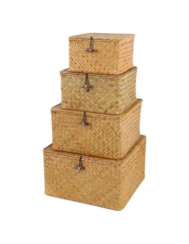 Cestas de Almacenamiento Moosky de Mimbre Natural - Juego de 4