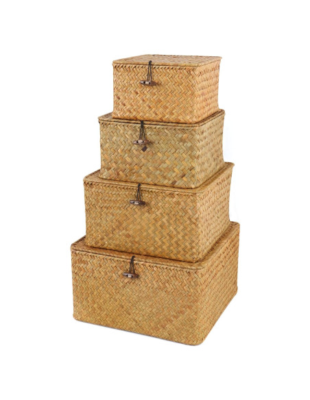 Cestas de Almacenamiento Moosky de Mimbre Natural - Juego de 4