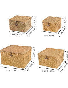Cestas de Almacenamiento Moosky de Mimbre Natural - Juego de 4 2