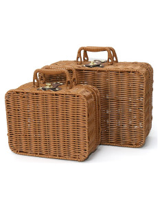 Cesta de Picnic de Mimbre Etnorsu - Grande y Pequeña, Marrón