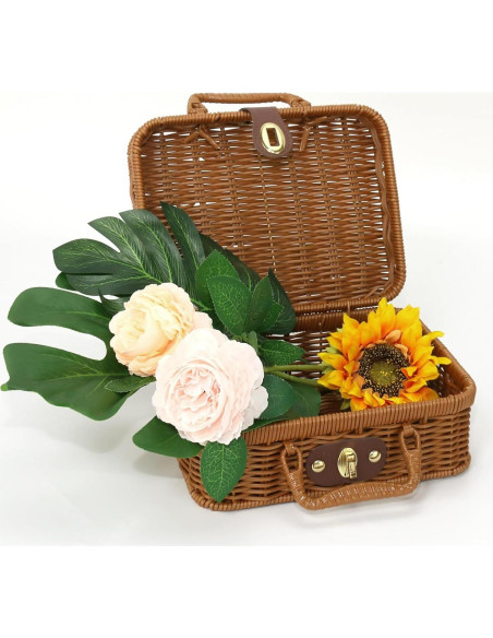 Cesta de Picnic de Mimbre Etnorsu - Grande y Pequeña, Marrón