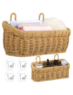 Cestas Colgantes Tioncy 2 Pcs Tejidas Plástico Imitación Ratan