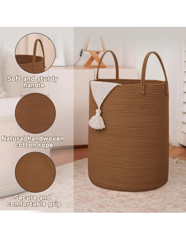 Cesta de lavandería grande 60L JMvicyroam yute dorado