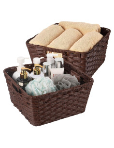 Cestas de Almacenamiento de Mimbre Onlytak Marrón 30x30x15 cm Paquete de 2