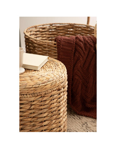 Mesas Laterales Redondas Kate y Laurel Halm - Juego de 2, Ratan Natural