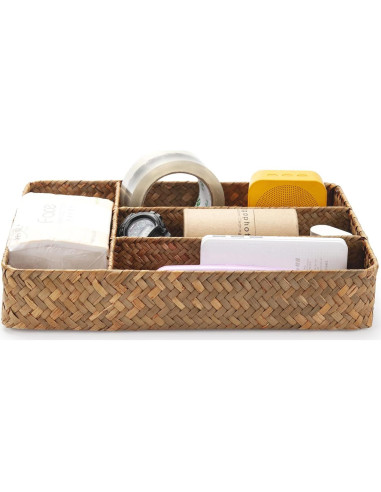 Cesta de Almacenamiento DECRAFTS 4 Secciones Natural 36x26x5 cm