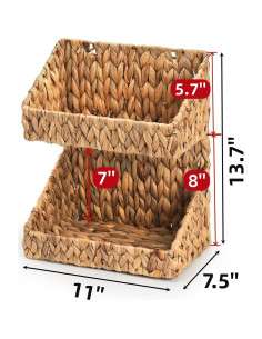 Cesta de Mimbre Tejida a Mano Pumtus 2 Niveles 28x19x35cm 2