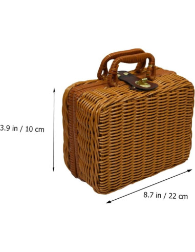 Cesta de Picnic SEWACC Rústica de Ratan Imitación 10x22x17 cm