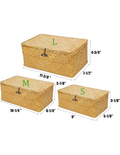 Conjunto de 3 cestas de almacenamiento Yesland con tapa 2