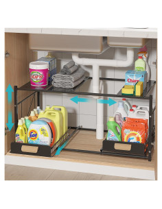 Organizador Bajo Fregadero REALINN Expandible 2 Niveles Negro