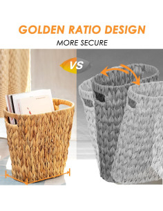 Cesto de Desechos de Mimbre Rlosjin 33x30.5cm Ecológico 2