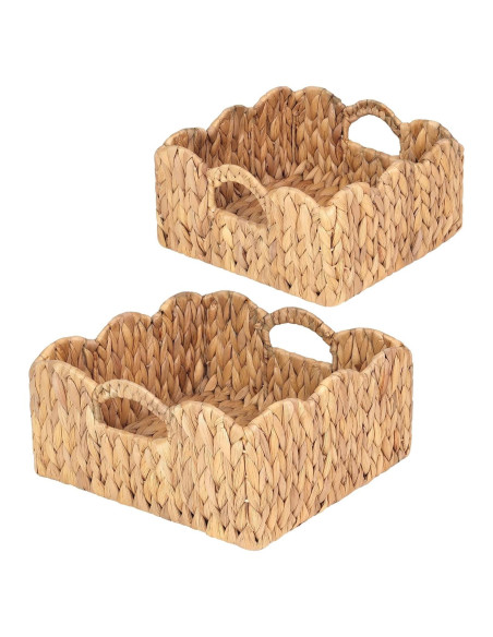 Cestas de Juncos de Agua SIEUSALEVN - Set de 2, Borde Ondulado