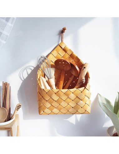 Cesta de Almacenamiento Tejida Colgante Alipis 28x20cm Chocolate