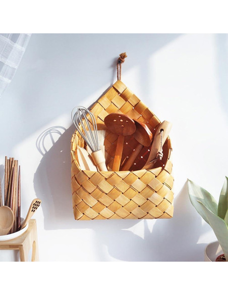 Cesta de Almacenamiento Tejida Colgante Alipis 28x20cm Chocolate