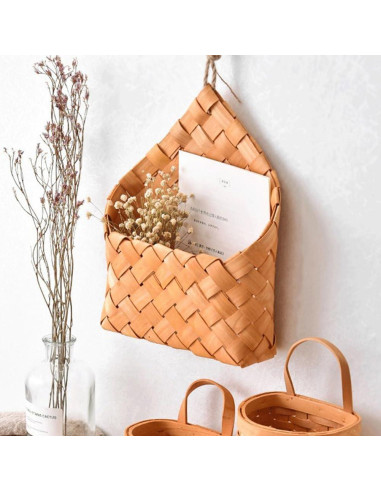 Cesta de Almacenamiento Tejida Colgante Alipis 28x20cm Chocolate