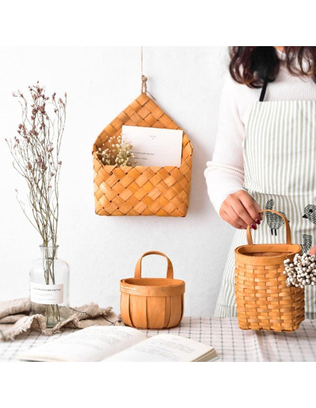 Cesta de Almacenamiento Tejida Colgante Alipis 28x20cm Chocolate