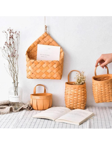 Cesta de Almacenamiento Tejida Colgante Alipis 28x20cm Chocolate