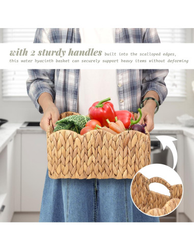 Cestas de Juncos de Agua SIEUSALEVN - Set de 2, Borde Ondulado