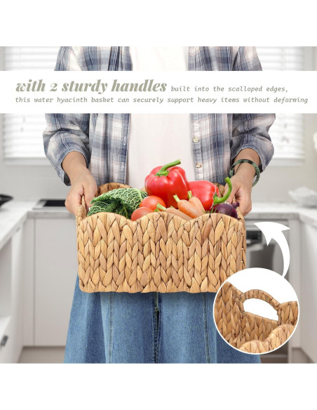 Cestas de Juncos de Agua SIEUSALEVN - Set de 2, Borde Ondulado