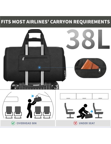 Bolsa de Ropa Duffle SOLOSAIC 2 en 1 Negra para Viaje